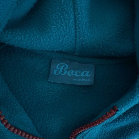 Vintage Boca Athletic Teal Zip Up Fleece Hooded Sweater M - Picture 12 of 14